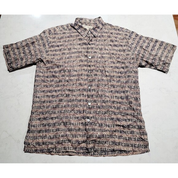 Tori Richard Geometric Made In Hawaii USA 100% Cotton Lawn Hawaiian Large EUC - Picture 1 of 7
